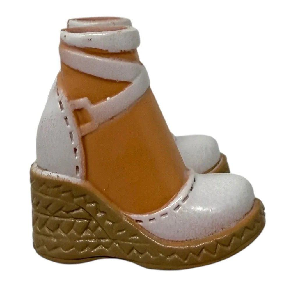Barbie My scene Doll‎ Shoes Fashion White Lace Up Strappy Wedge Pump
